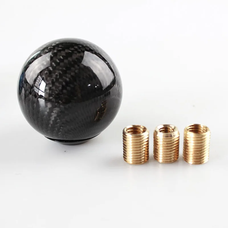 5 6 Speed Car Carbon Fiber Aluminum Gear Shifter Knob Manual Automatic Round Ball Shape Shifter Handle Stick Head Lever AT MT