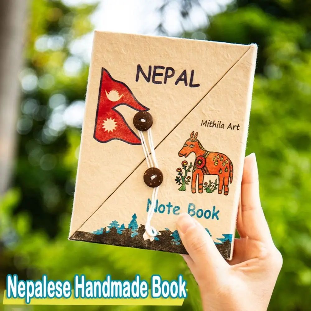 

New Nepalese Handmade Book Cartoon Plant Notebook Handmade Collage Thickened Notebook Pocket Hand Ledger Memo Diary Book