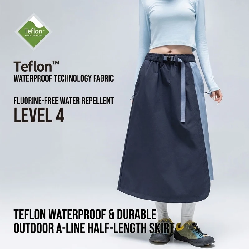 Women's Water-Repellent Outdoor Maxi Skirt – Comfortable Casual Long Skirt with Drawstring Waist Hiking & Travel