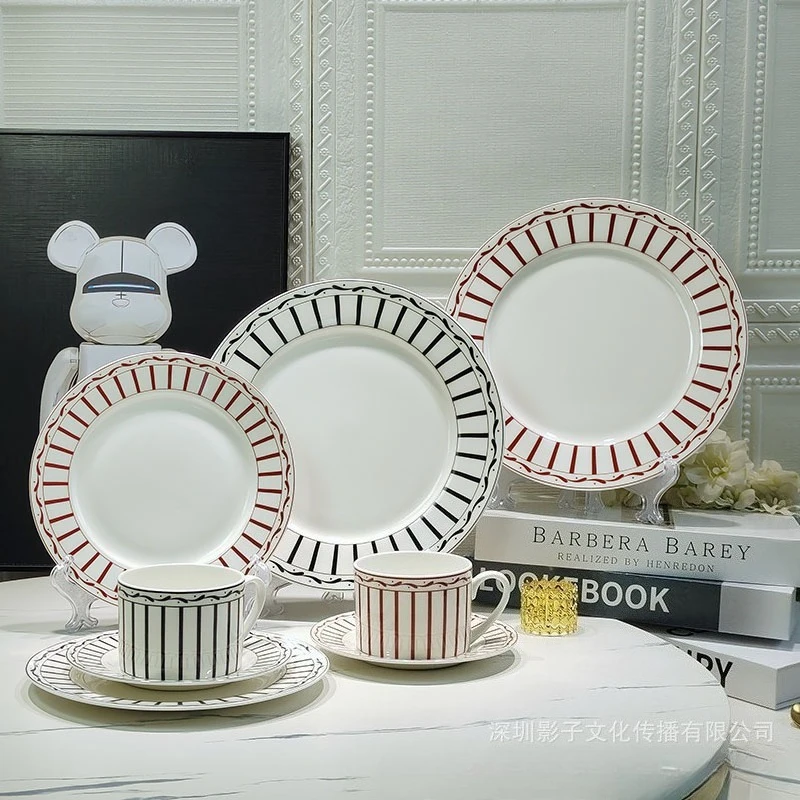 

Ins Style White Ceramic Creative Western Dinner Plate Steak Nordic Tableware Viral Home Dish Plate