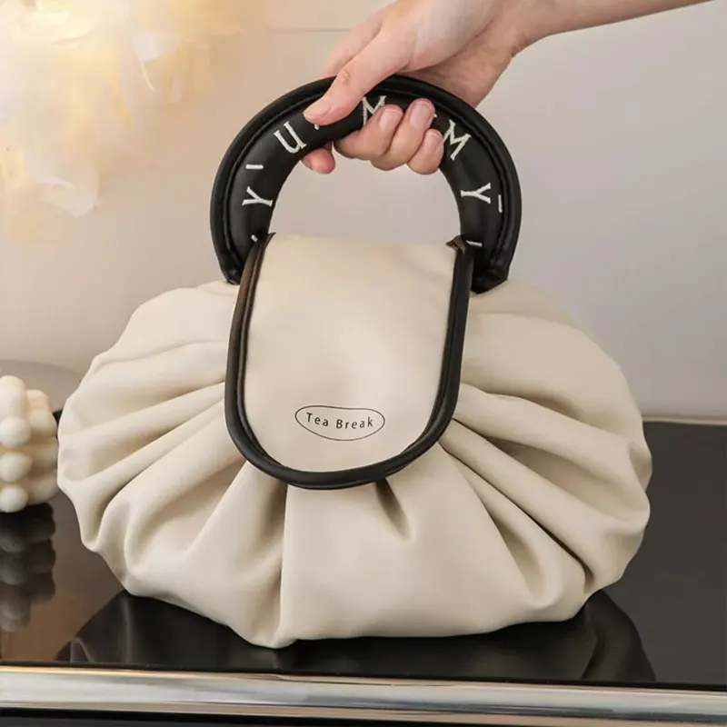 Travel Cosmetic Bag Drawstring Pull Out Large Capacity Cosmetic Brush Bag Women'S Travel Cosmetic Storage Bag With Handle
