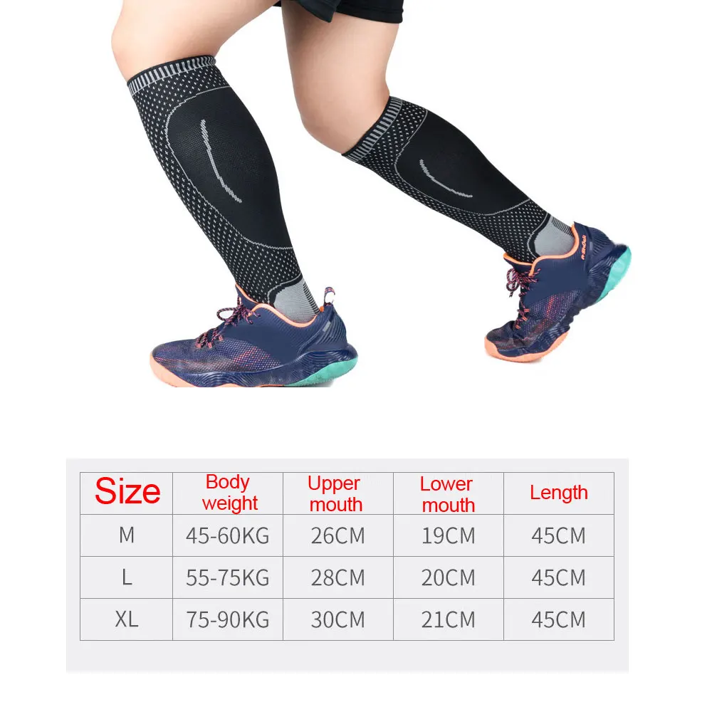 1 Pair Compression Ankle/Calf Sleeves - Relieve Plantar Fasciitis, Improve Blood Circulation, Shin Splint, Recovery Aid