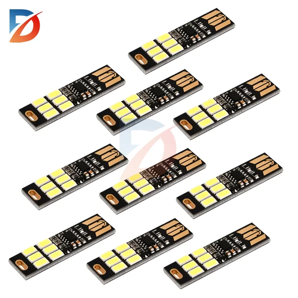 10/5/1 Stück Mini 5730 USB Nachtlicht 6 LED-Leuchten 5V Berührungssensor Dimmbar für Powerbank Computer Laptop Buchleselampe Tischlampe