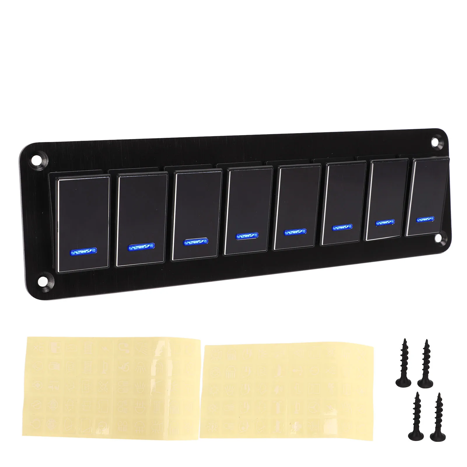 

Lights Control Switch Panel Panel 3 Pin Aluminum Alloy Wire Drawing Process Blue Backlight Toggle Panel for Motorcycle