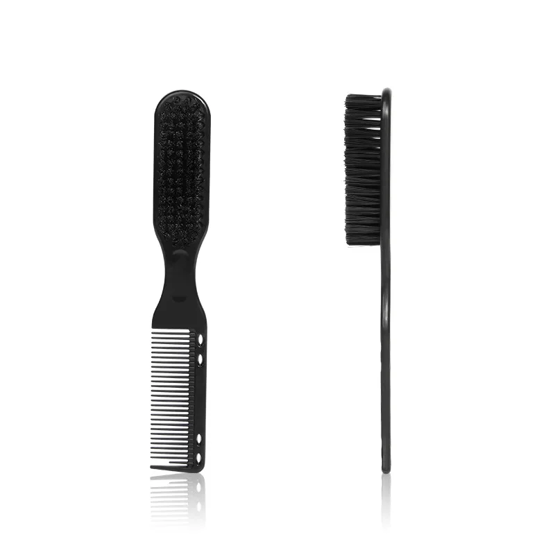 Double-sided Comb Brush Black Small Beard Styling Brush Professional Shave Beard Brush Barber Vintage Carving Cleaning Brush