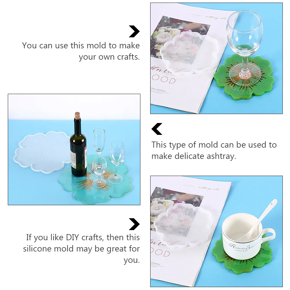 

2Pcs Flower Silicone Molds Large Tray and Coaster Flexible Resin Casting Molds for DIY Epoxy Coaster Fruit Tray Cup Mat Making
