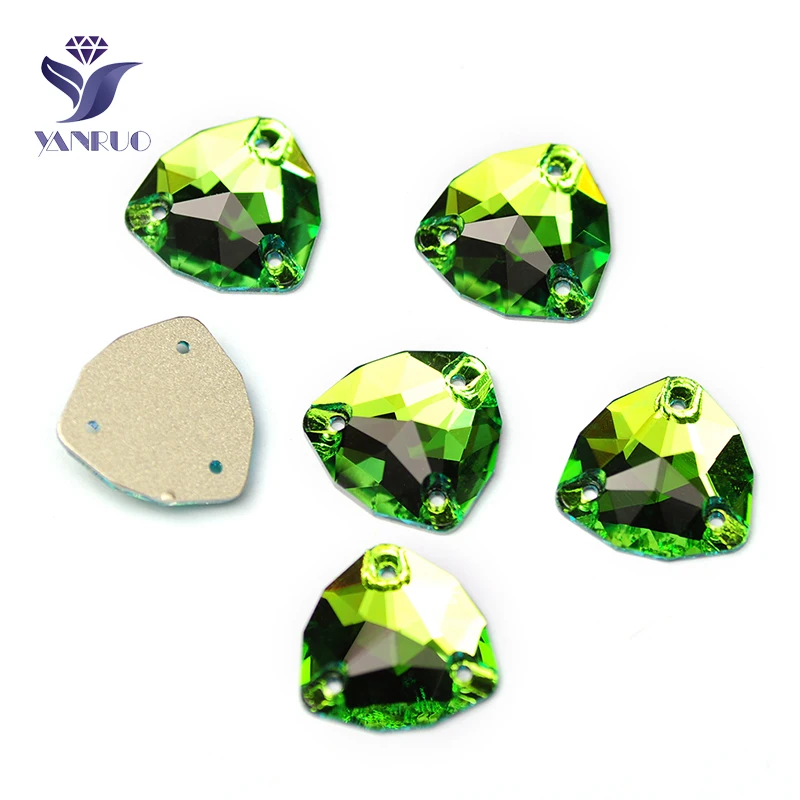 YANRUO 3272 All Sizes Peridot Trilliant Flat Back Glitter Strass Glass Rhinestones Sewing Stones And Crystals For Needlework