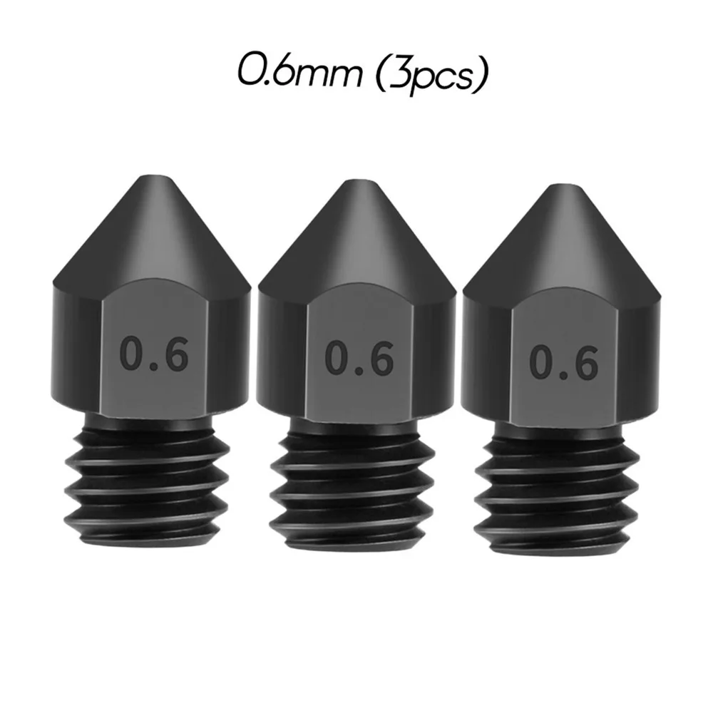 3pcs 0.4mm/0.6mm/0.8mm Hardened Steel Nozzles 1.75mm Filament Hotend Compatible 3D Printer Nozzles Extruder Nozzle