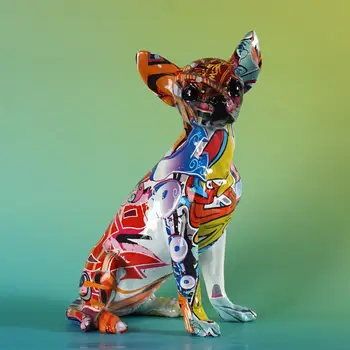 Vilead樹脂塗鴉吉娃娃犬雕塑動物雕像普普藝術現代擺飾家居客廳置物架裝飾品 10 最佳銷售 普普藝術雕像 - №7