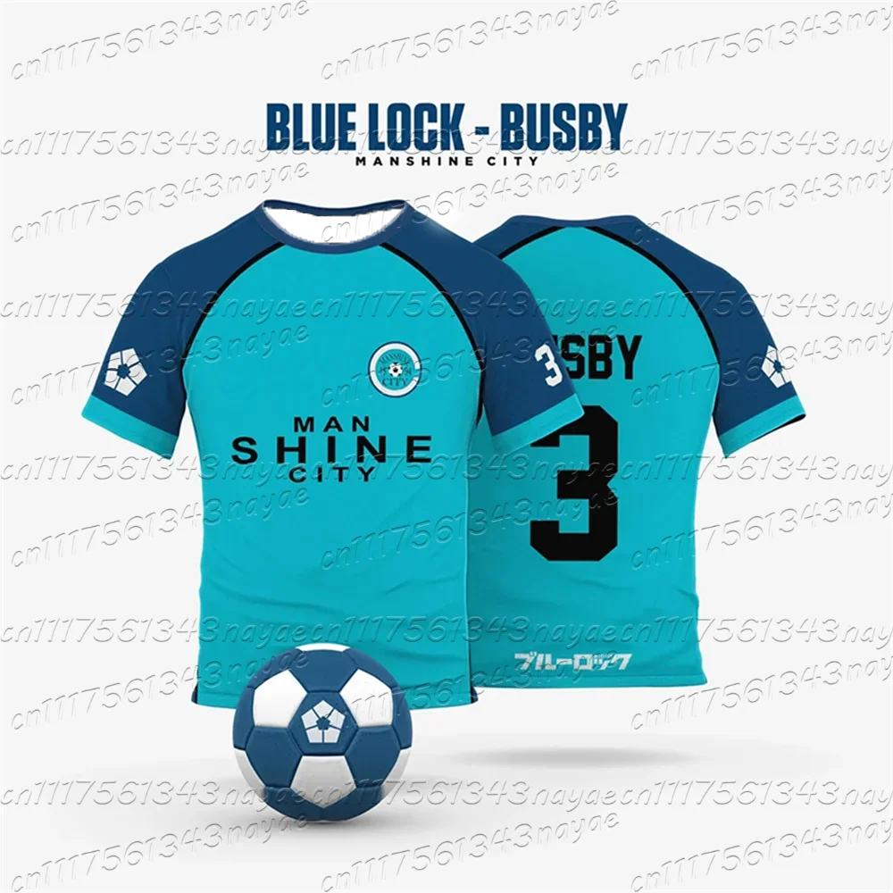 Blue Lock Manshine City Anime Cosplay Men's and Women's Summer Short sleeved T-shirt 2026 Children's Sports T-shirt