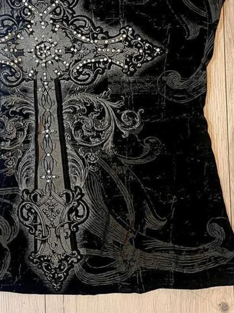 2025 ميسا رائجة البيع الصيف قاع المحاصيل القمم Y2k الجمالية التعادل صبغ طباعة المرأة الجرونج تي شيرت خمر سليم Harajuku السببية Bl