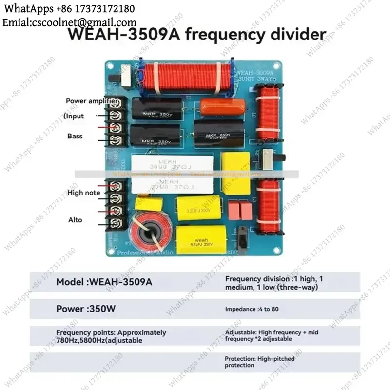 k06 3 Ways HiFi Speaker Frequency Divider 350W Hi-Fi Audio Crossover Filter Distributor DIY KTV Stage Speaker Filter