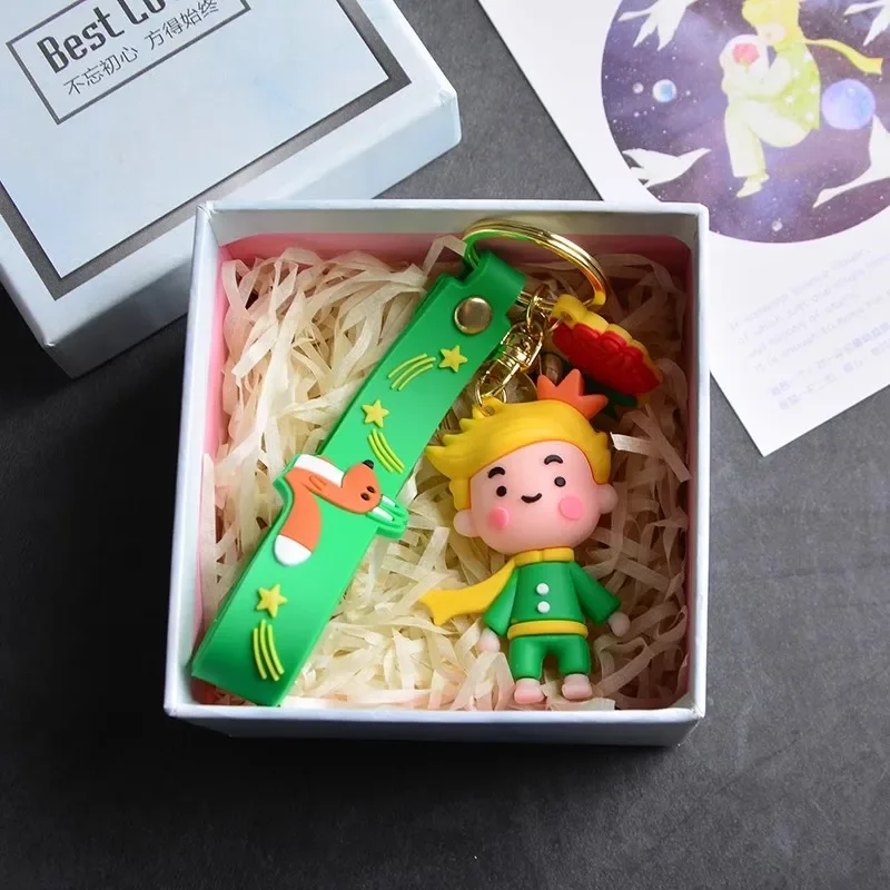 Cute Creative Gift Little Prince Doll Keychain Petit Prince Key Ring Pendant Women Girl Bag Car Accessories Silicone Keychins