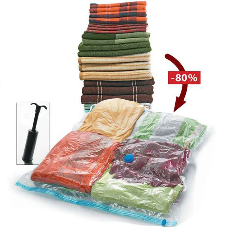 1Pcs Vacuum Storage Bags More Space Save Compression Travel Seal Zipper for Clothes Pillows Bedding Closet Home Organizer