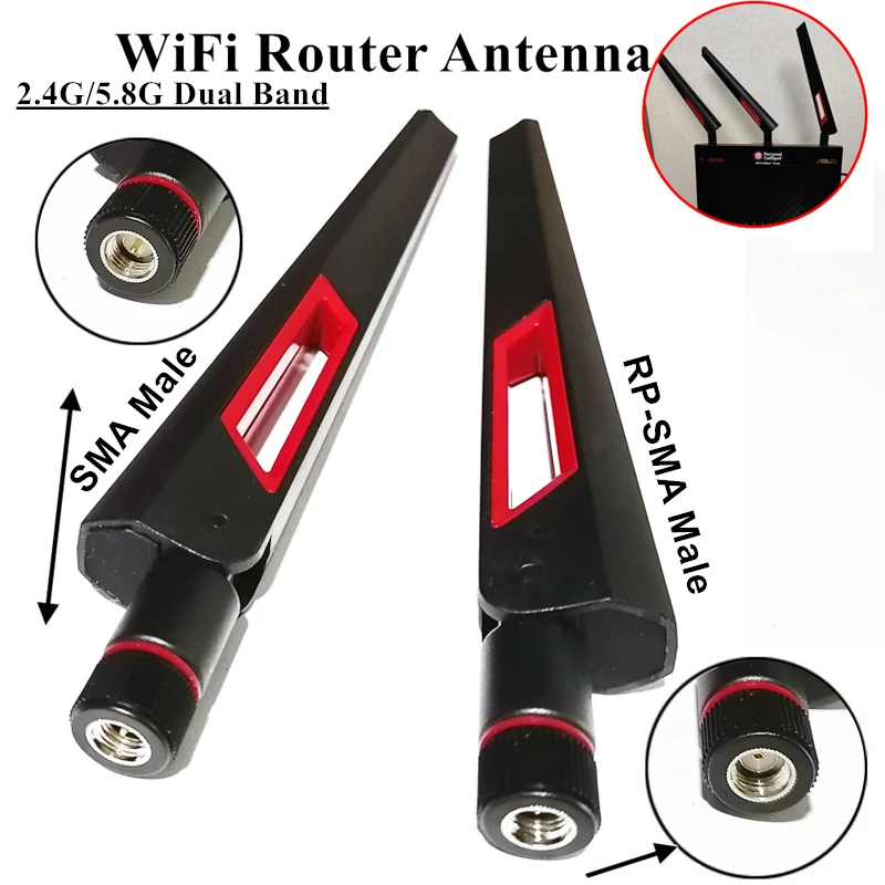 12dbi Wifi Antenne 2.4Ghz 5Ghz 5.8Ghz Rp Sma Mannelijke Universele Antena Wifi Voor Asus Versterker Wlan Router signaal Booster Antenne