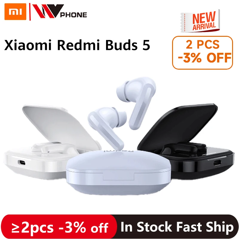 

Xiaomi Redmi Buds 5 46dB Noise Cancelling Bluetooth 5.3 TWS Earphone 40H Battery Life AI Call Anti Wind Noise Wireless Headphone