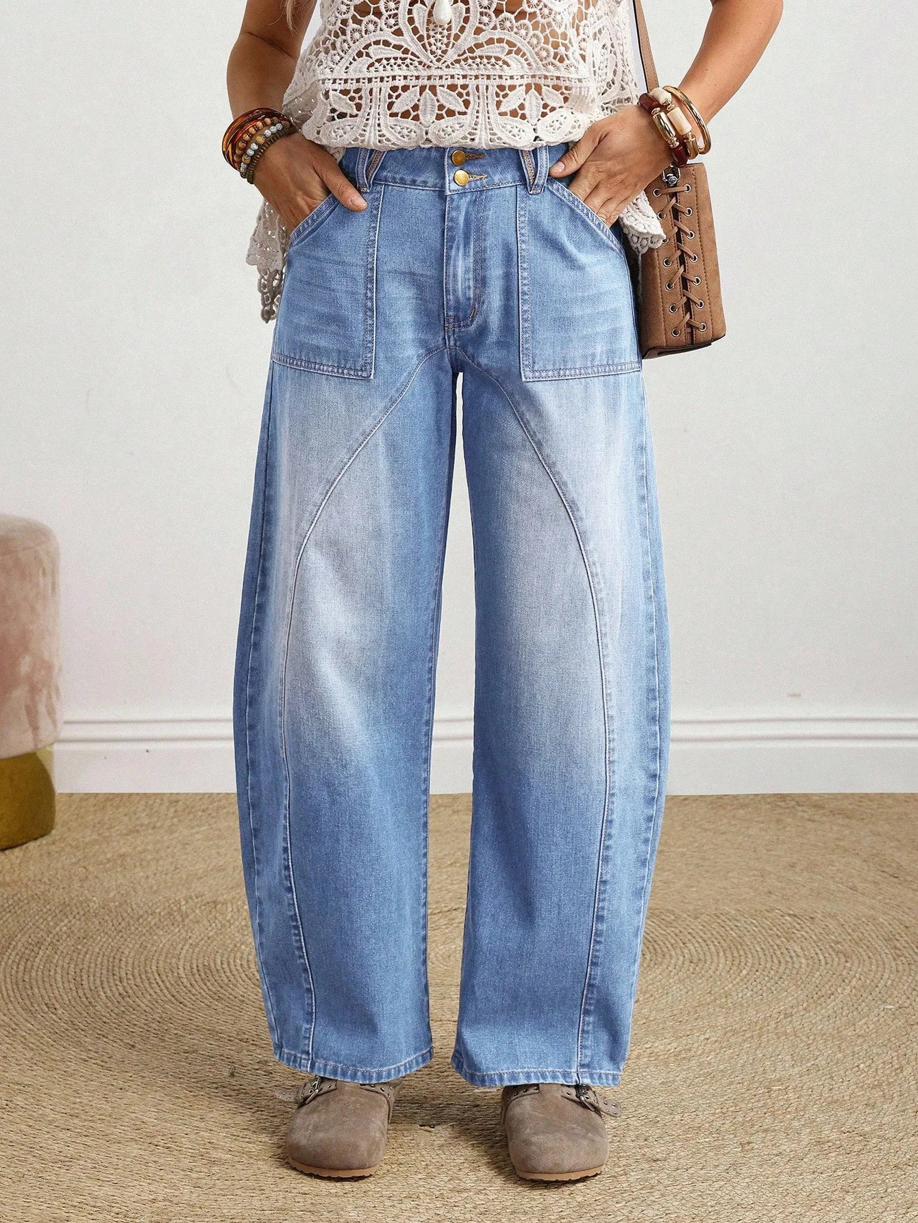 

Summer Women's Clothing Slim Wide Leg Straight Cut Casual Wear Vintage Y2K Jeans For Woman Denim Cotton Mid Waist Baggy Pants