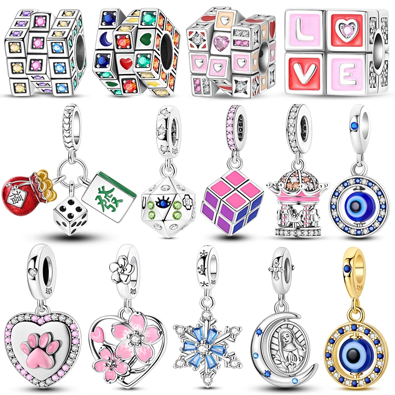 

Стерлингового серебра 925, цветной узор, циркон, вращающийся кубик Рубика и подвеска в виде кубиков, подходит для браслета, ожерелья, женские роскошные ювелирные изделия