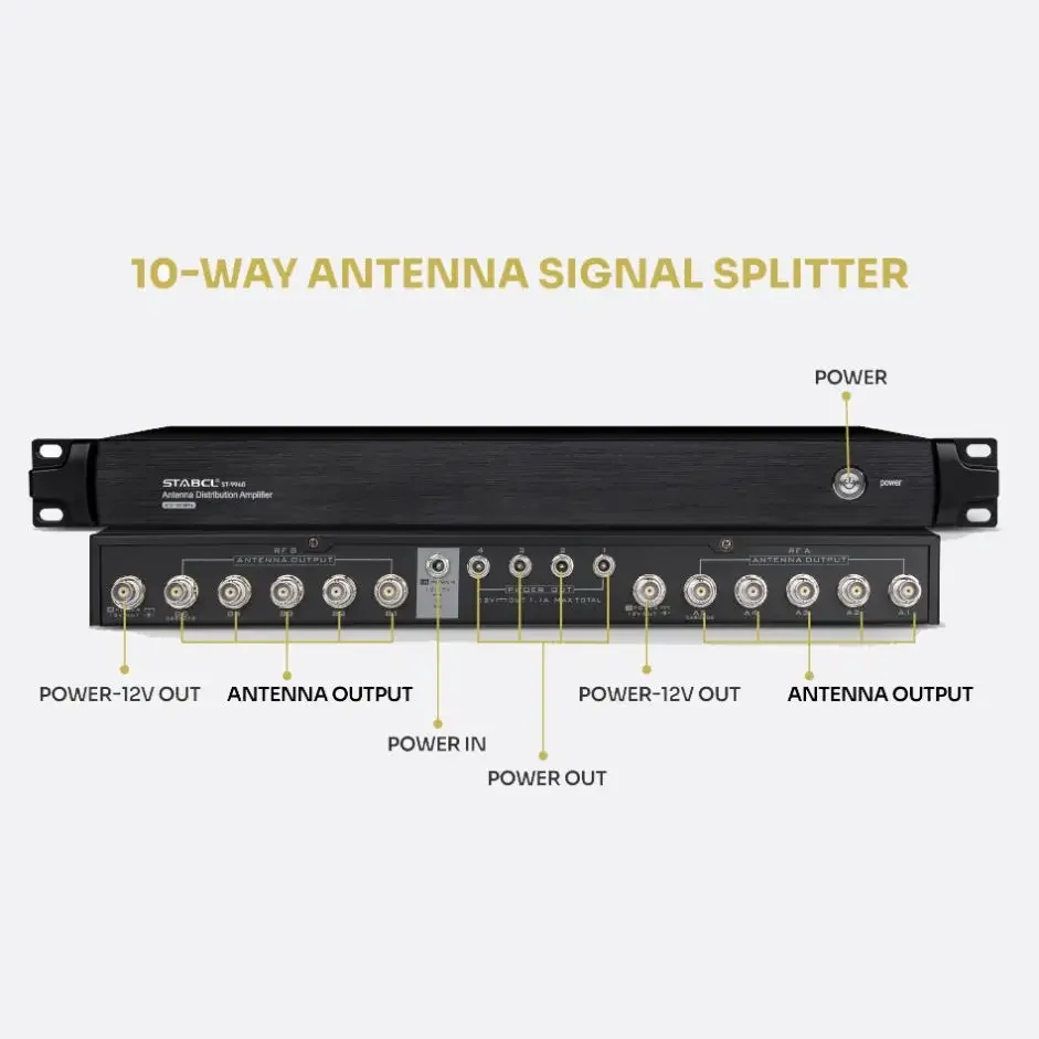 ST-9960 Antenna Distribution System Signal Amplifier Splitter 10 way Combiner UHF Antenna Power Distribution