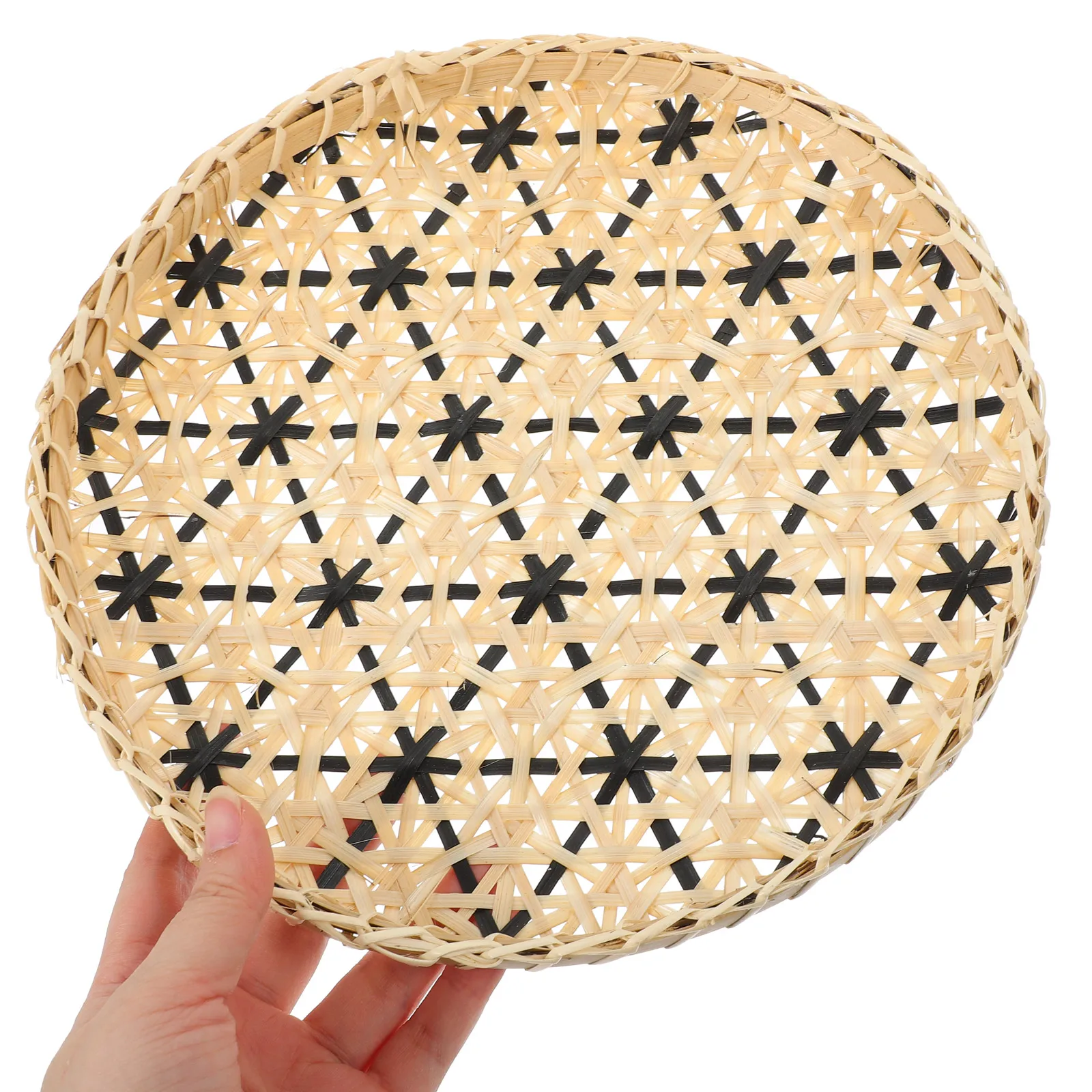 

1pc Handmade Bamboo Tray Woven Fruit Plate Rustic Snack Serving Basket Reusable Bamboo Woven Plate Desktop Storage Container For