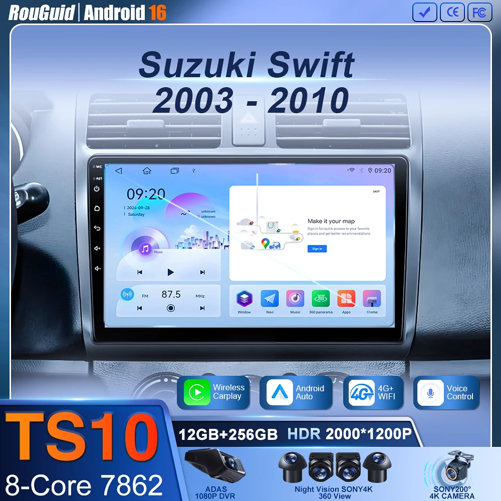 

Android 16 Car Radio For Suzuki Swift 2003 - 2006 2007 2008 2009 2010 Stereo Multimedia Player GPS RDS Carplay Auto Head Unit