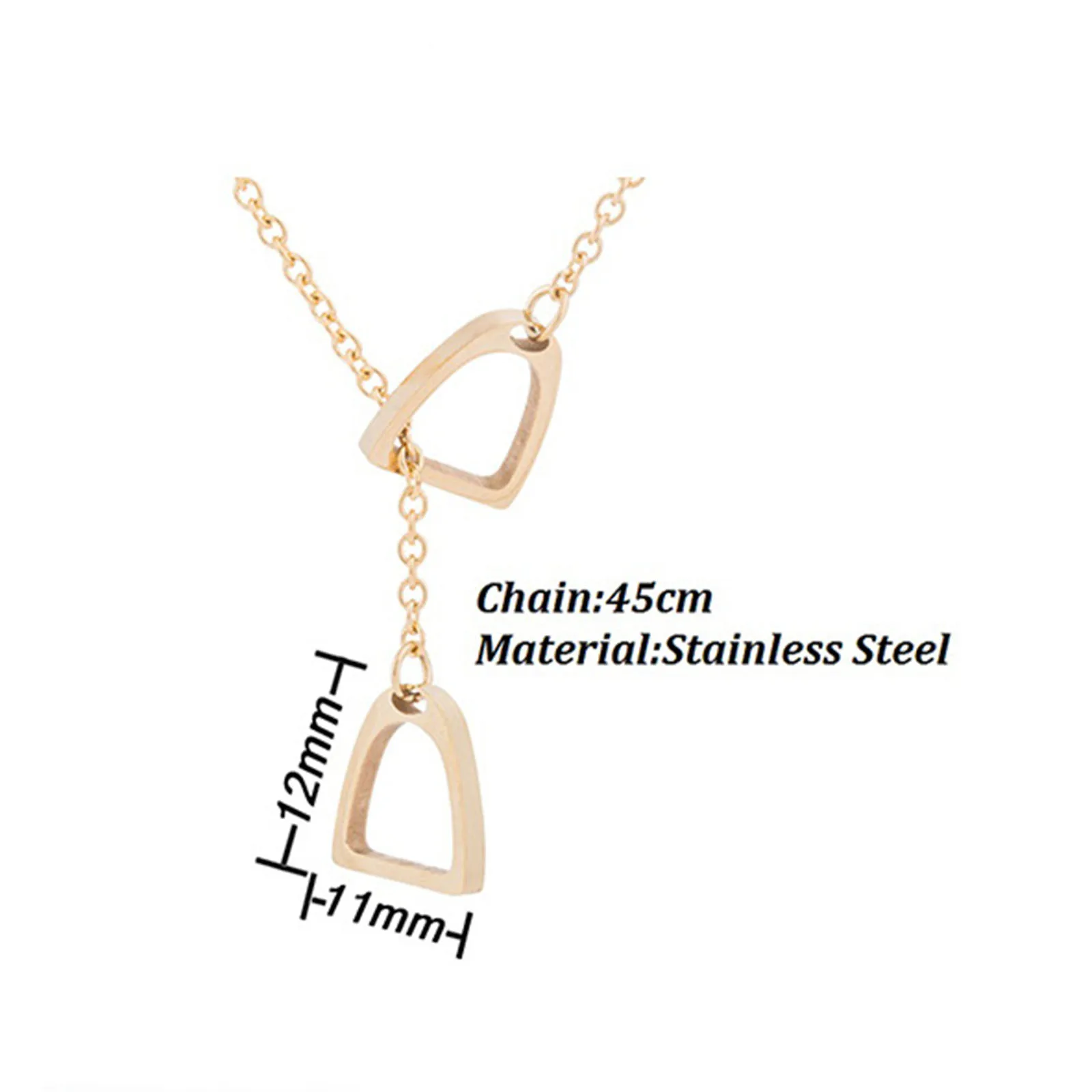 Simple Lucky Horseshoe Horse Necklaces Stainless Steel Double Horse Stirrup Necklaces & Pendants for Women Men Accessories Gift