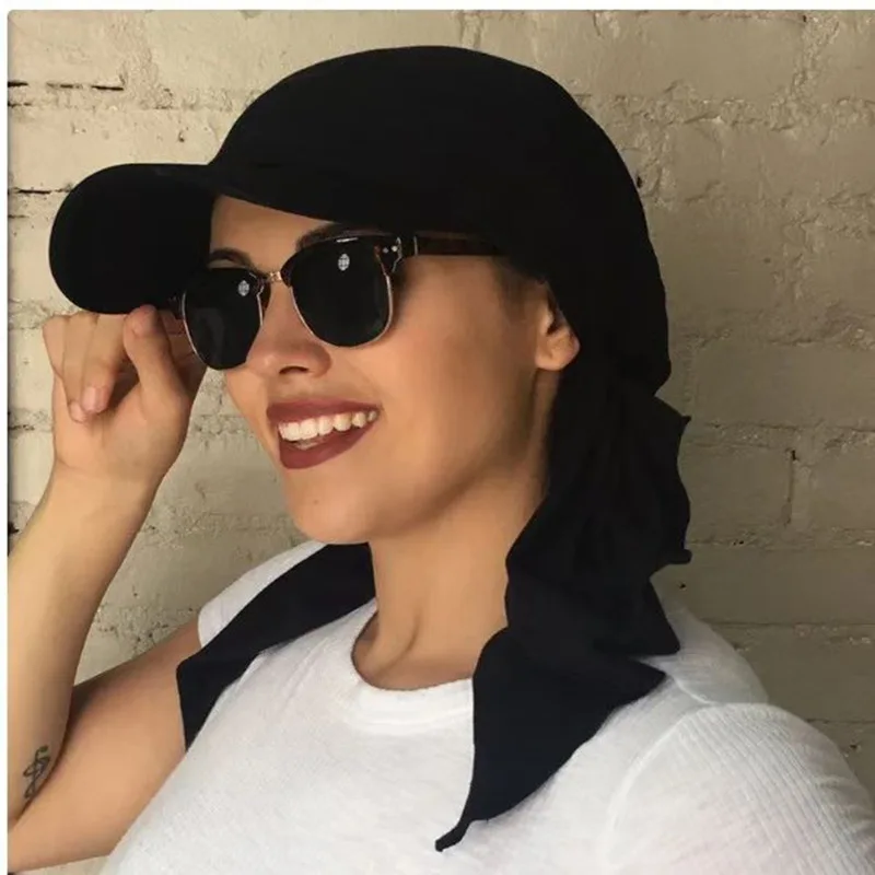 Women Turban Hat Wide Brim Sunshade Hats Female Outdoor Turban Caps Scarf Soft Hijab Caps Headscarf Turbante Mujer