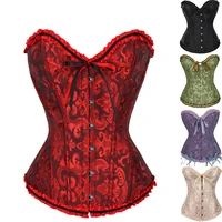 Corsets Sexy Bustiers dentelle florale hauts pour femmes fleur imprimé Vintage Corset gothique Satin Lingerie Corselet surbuste désossé 1