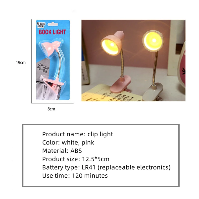 Mini Book Light LED Clamp lampada da lettura luci notturne libri per leggere comodino per camera da letto studio Clip Design Home Child Student