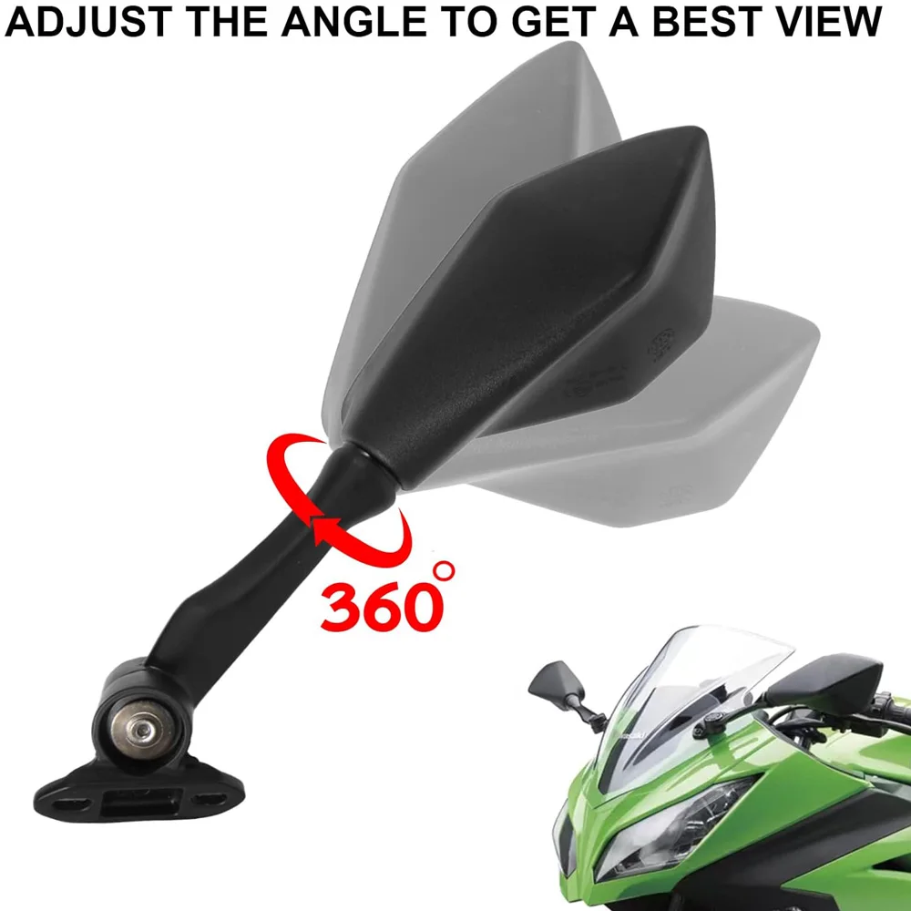 New Motorcycle Rear View Mirrors Review Mirror For Kawasaki Ninja 400 EX400 2018-2023 300 EX300 2011-2018 ZX6R 636 300R 250 500