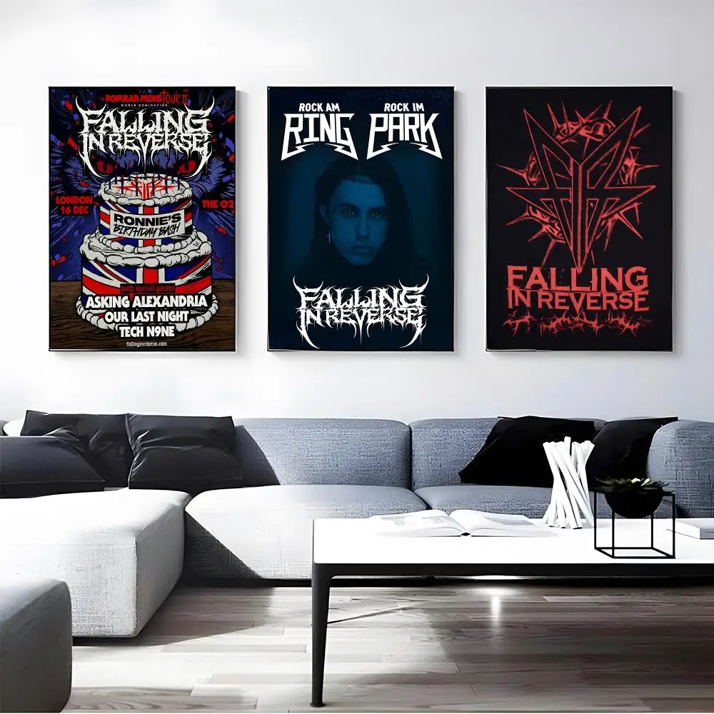 Band Falling in Reverse Poster Self-adhesive Art Waterproof Paper Sticker Coffee House Bar Room Wall Decor