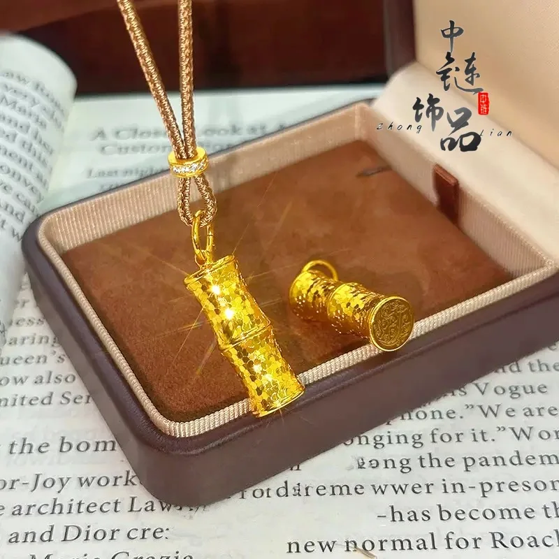 Flash cnc dragon scale bamboo pendant new Chinese style all kinds of broken ice bamboo 9999gold
