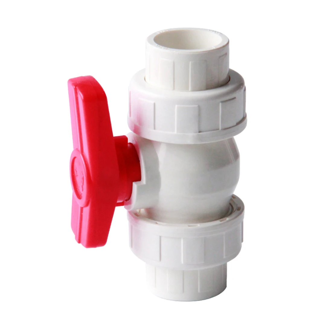 PVC Double Union Ball Valve, Double Union, Solvent Welding, ID 20-110mm, Gray/White Water Supply And Drainage Control Ball Valve