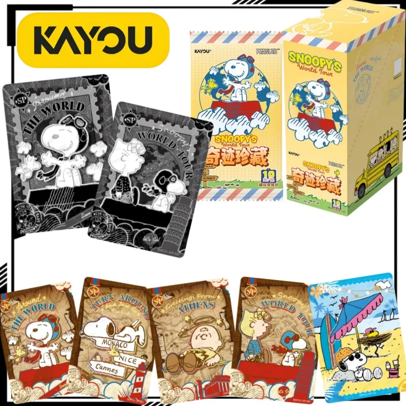 

KAYOU Official Snoopy World Travel Cards Cartoon Snoopy Collectible Cards Anime Merchandise Holiday Gifts Trendy Toys