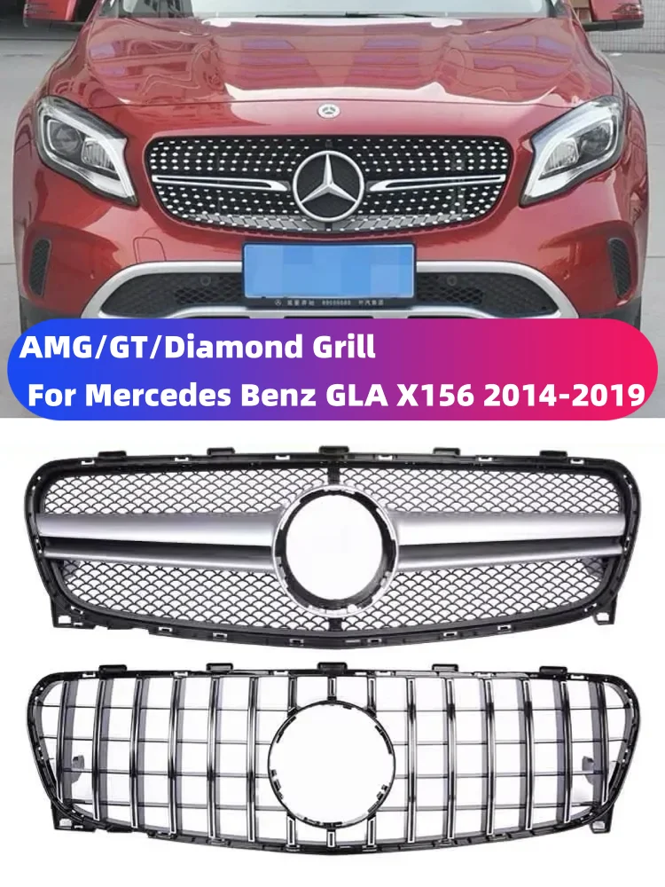 

GT GLA45 Diamond Style Grille Front Bumper Racing Grill For Mercedes Benz GLA X156 2014-2019 GLA200 GLA250 GLA260 Accessories