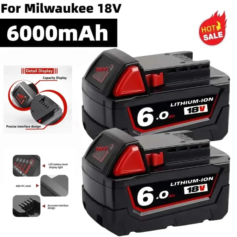 

18V 6.0Ah/9.0Ah/12.0Ah Battery For Milwaukee M18 Li-Ion Replacement Battery, For 18V 48-11-2830 0730-20 Tools Battery/Charger
