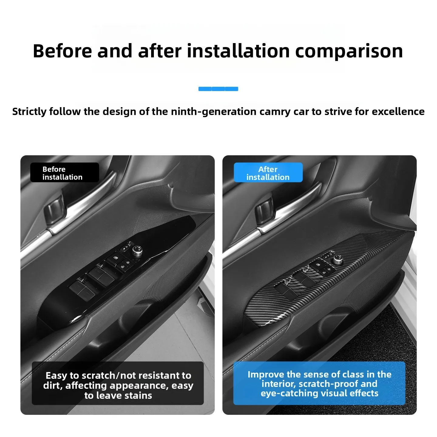 

For Toyota Camry 70 XV70 2018~2023 Hybrid Car Window Lift Button Switch Panel Kit Rearview Mirror Switch Cover Frame Accessories