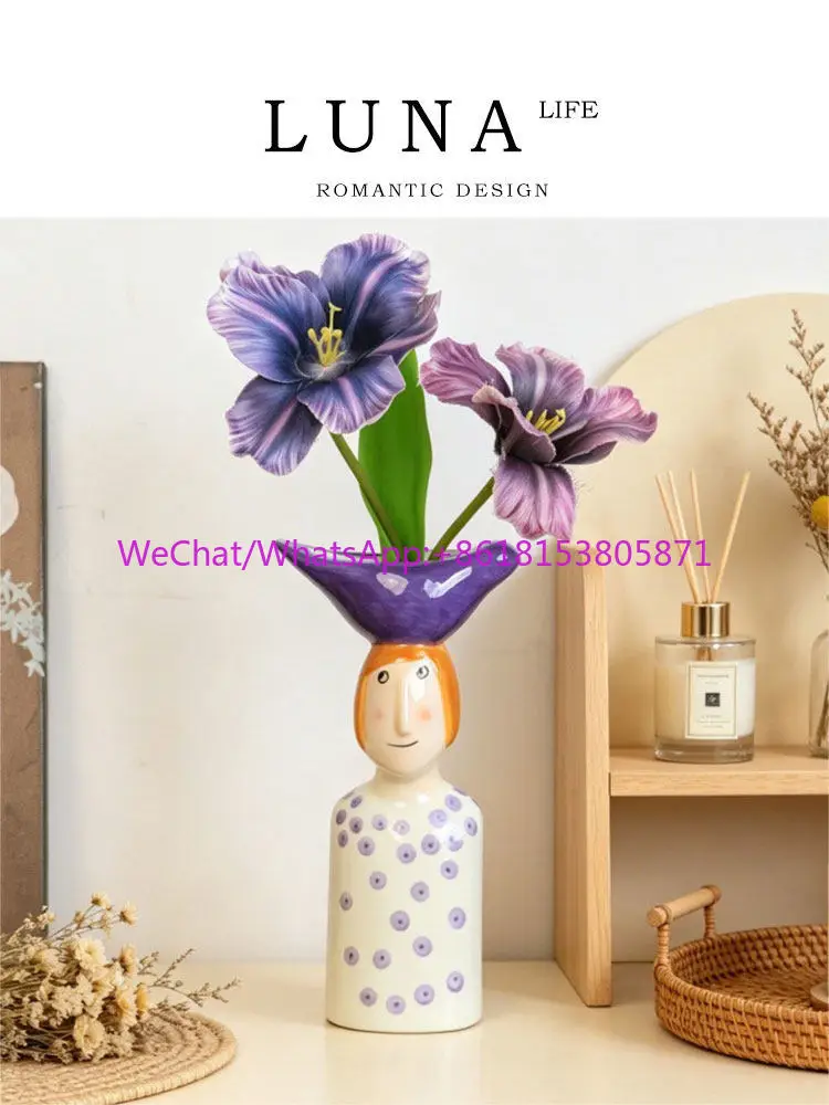 Ceramic vase creative decorative ornament living room flower arrangement | Shuangling