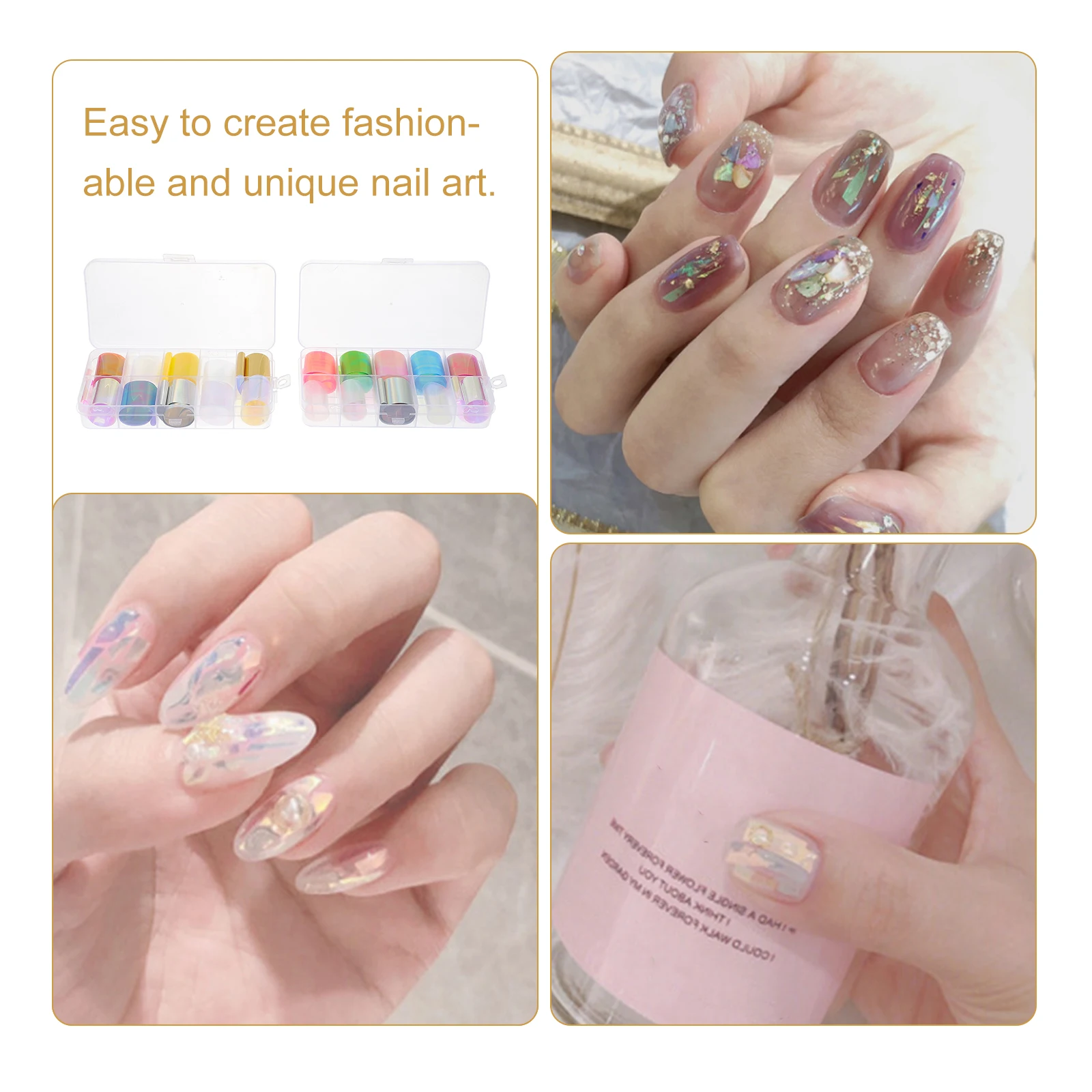 

2Set Nail Stickers Creative Stylish Manicure Decor Long Lasting Durable Nail Art Decals for Home Salon Women Girl Shiny