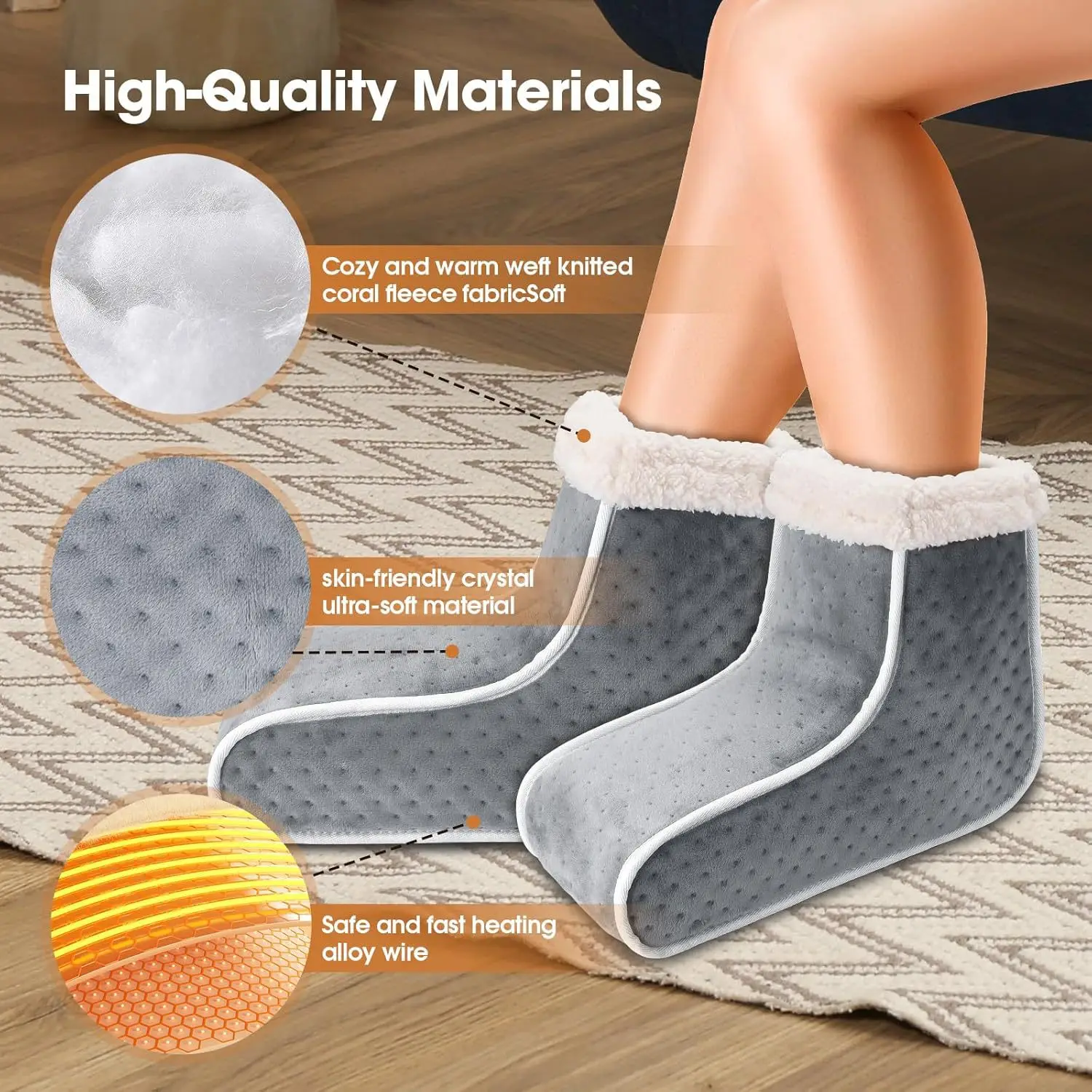Winter Foot Warmer Heating Device Detachable Split‑Type Foot Heater Warm Thermal Boots For Home Office Cold Weather Feet Heating