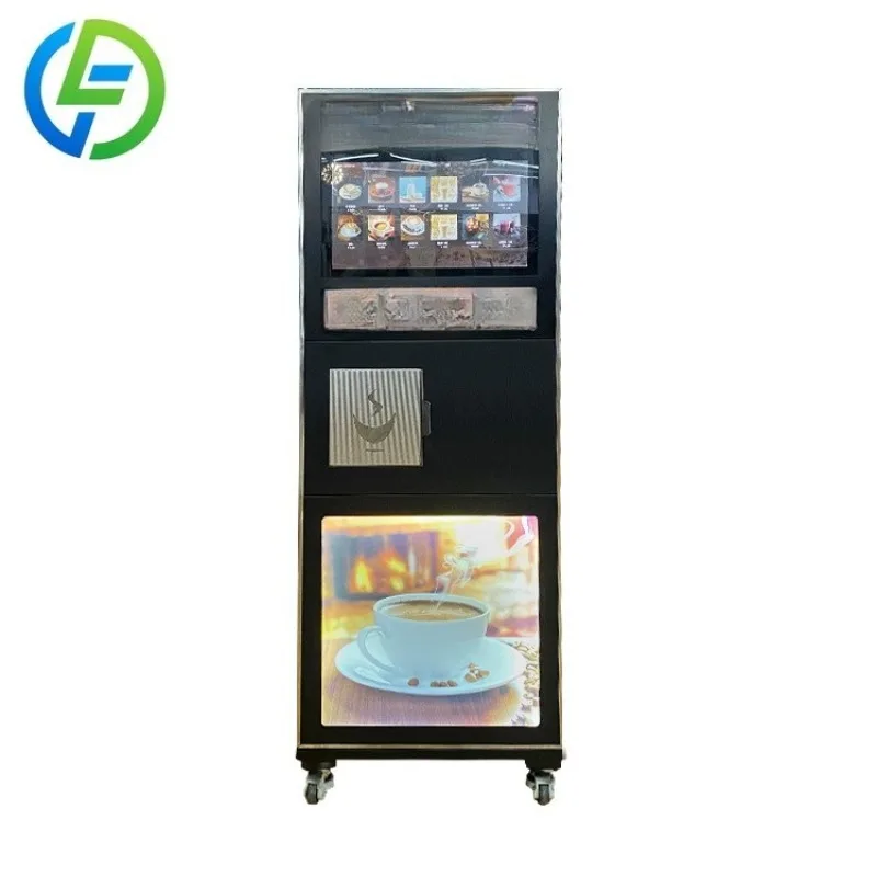 FOODLINE Luxury Business Center Coffee Vending Machine Anti-fog Glass Multi Powder Box Coffee Storage Cabinet