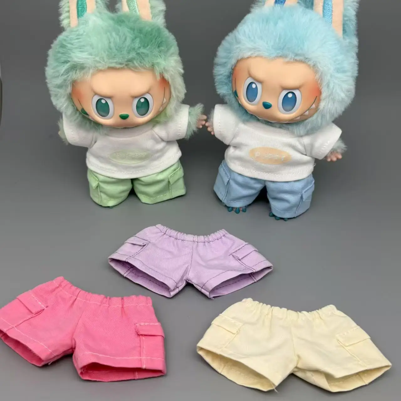 15/17 cm Labubu pop Macaron meerkleurige shorts outfit casual werkkleding broek pop kleine broek geschikt voor 1e-3e generatie Labubu