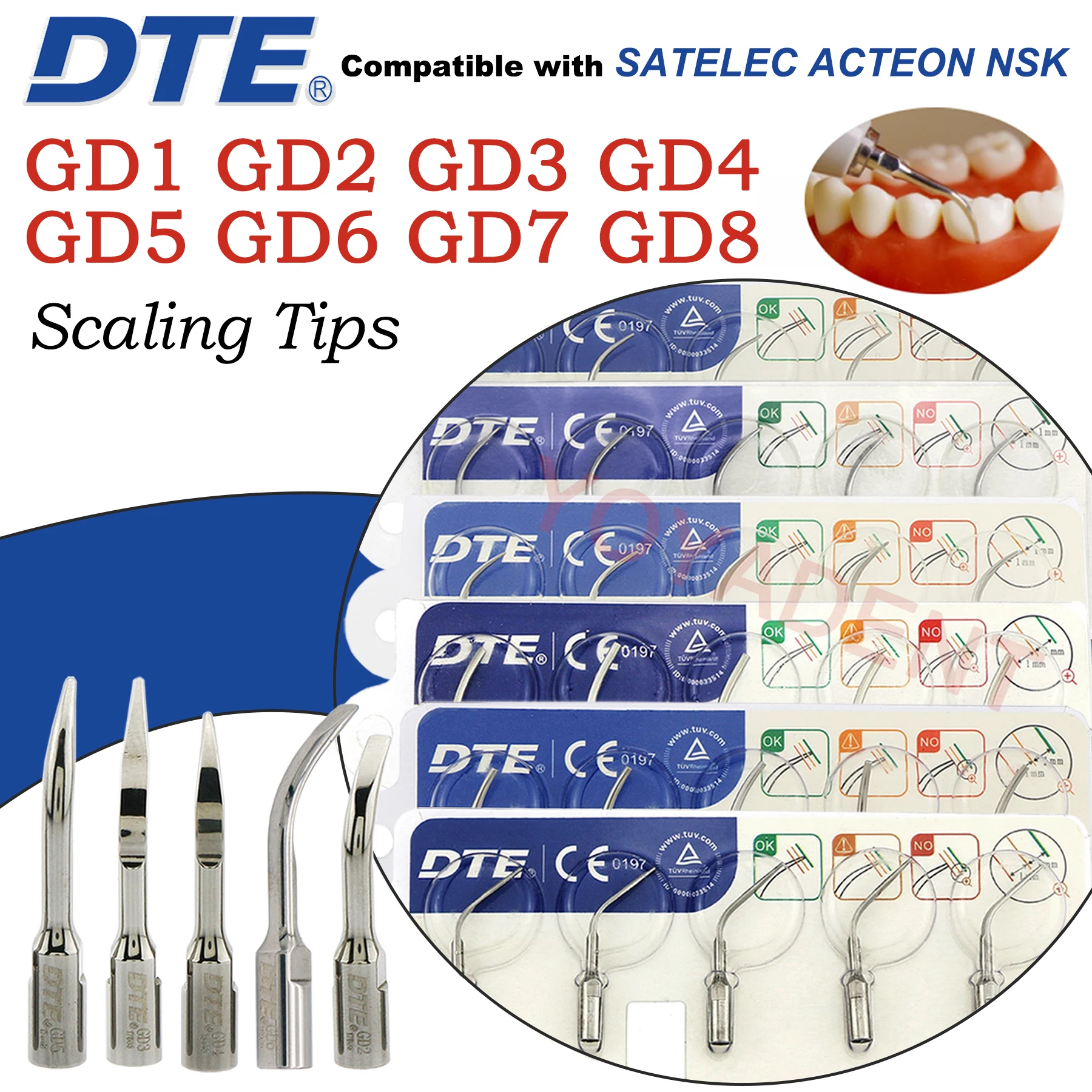 

Насадки Woodpecker DTE для ультразвукового скалера, совместимые с SATELEC ACTEON NSK, для стоматологических аппаратов GD1 GD1T