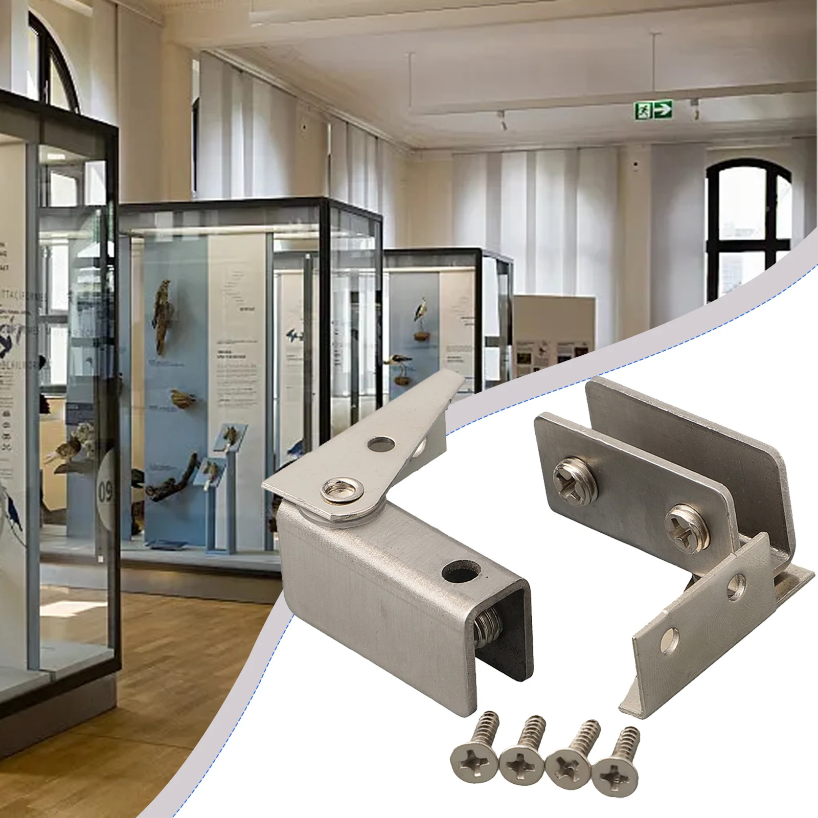 Glass Clip Glass Door Hinge For Non-perforated Glass Door Replacement Silver/Black Color For Display Cabinet for durable