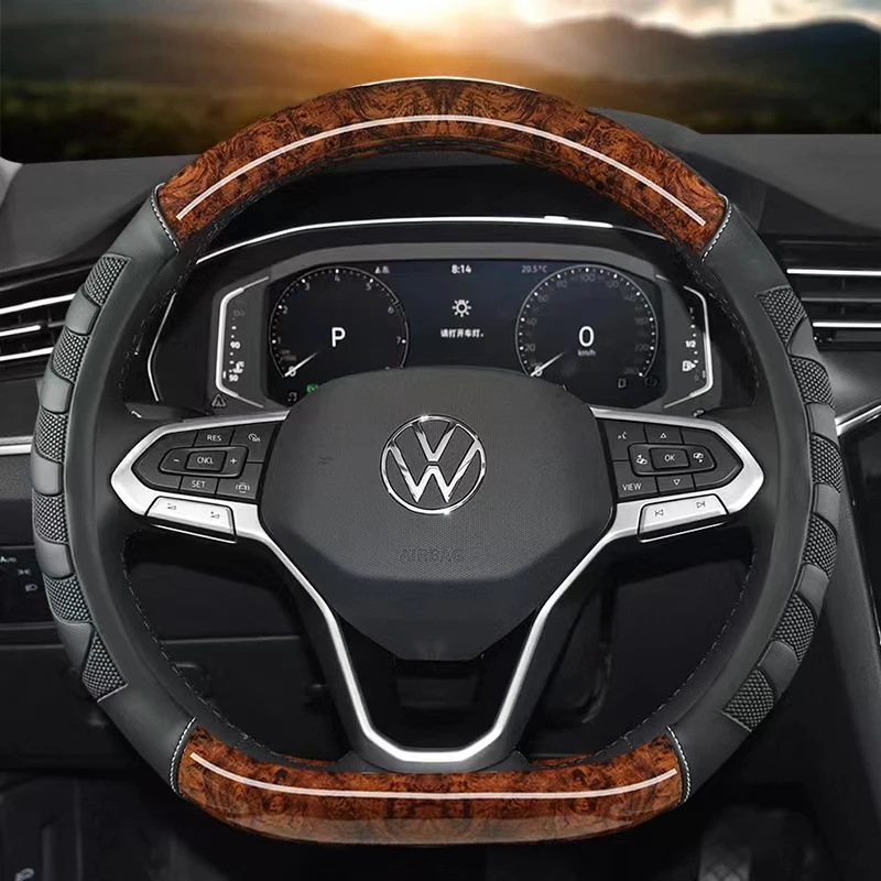 D Shape Car Steering Wheel Cover For VW Golf 7 8 Polo 2014-2021 Scirocco Jetta 6 2017-2021 Santana 2016-2021 Tiguan 2015-2021