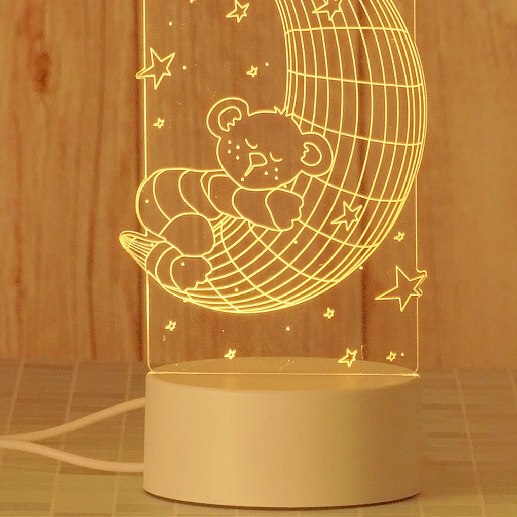 Lámpara de noche LED de animales 3D, regalo de cumpleaños para dormitorio infantil