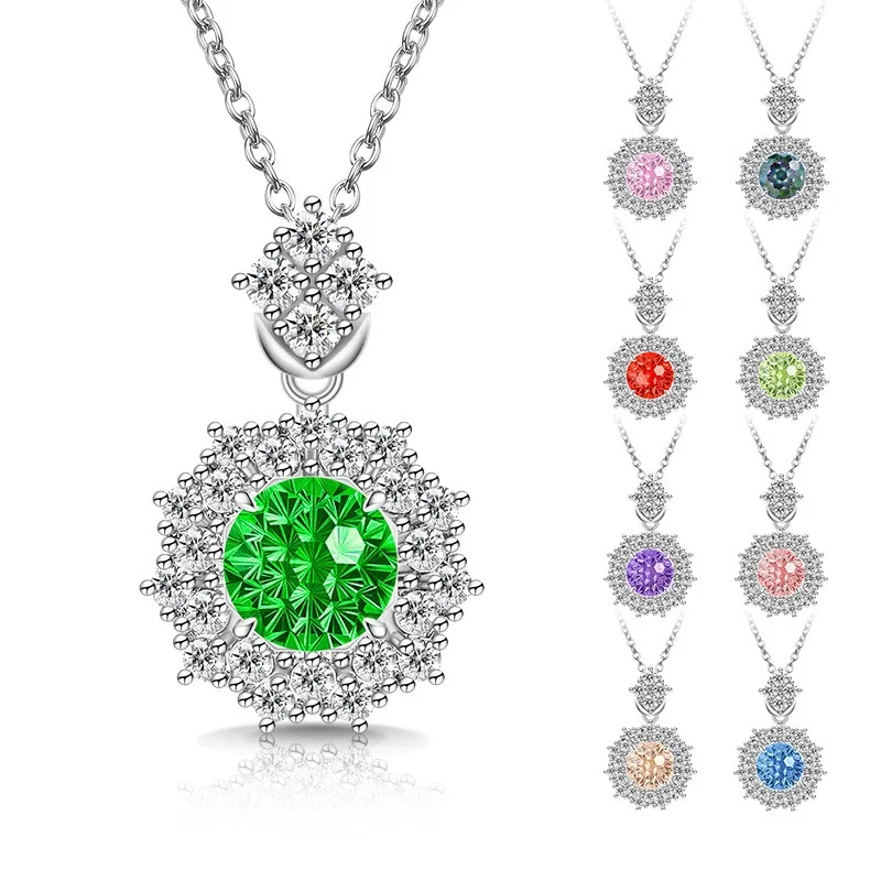 

Light Luxury 925 Sterling Silver Sunflower Pendant Bright Dahlia Cut High Carbon Diamond Ladies Necklace Jewelry