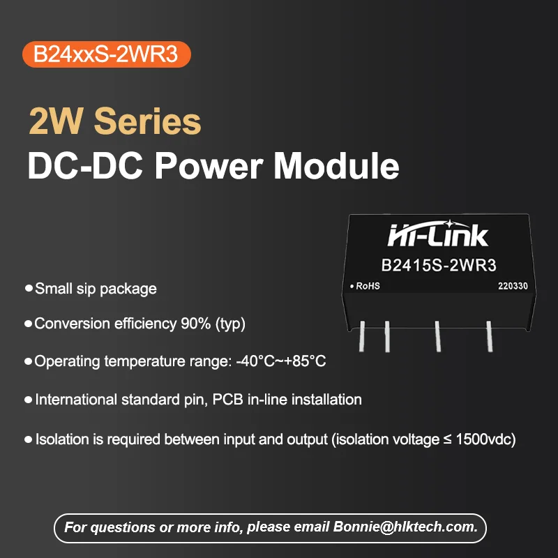2W 3.3V/5V/9V/12V/15V/24V B2405S-2WR3 B2412S-2WR3 Hi-Link DC-DC Isolated Power Supply Module 21.6-26.4V