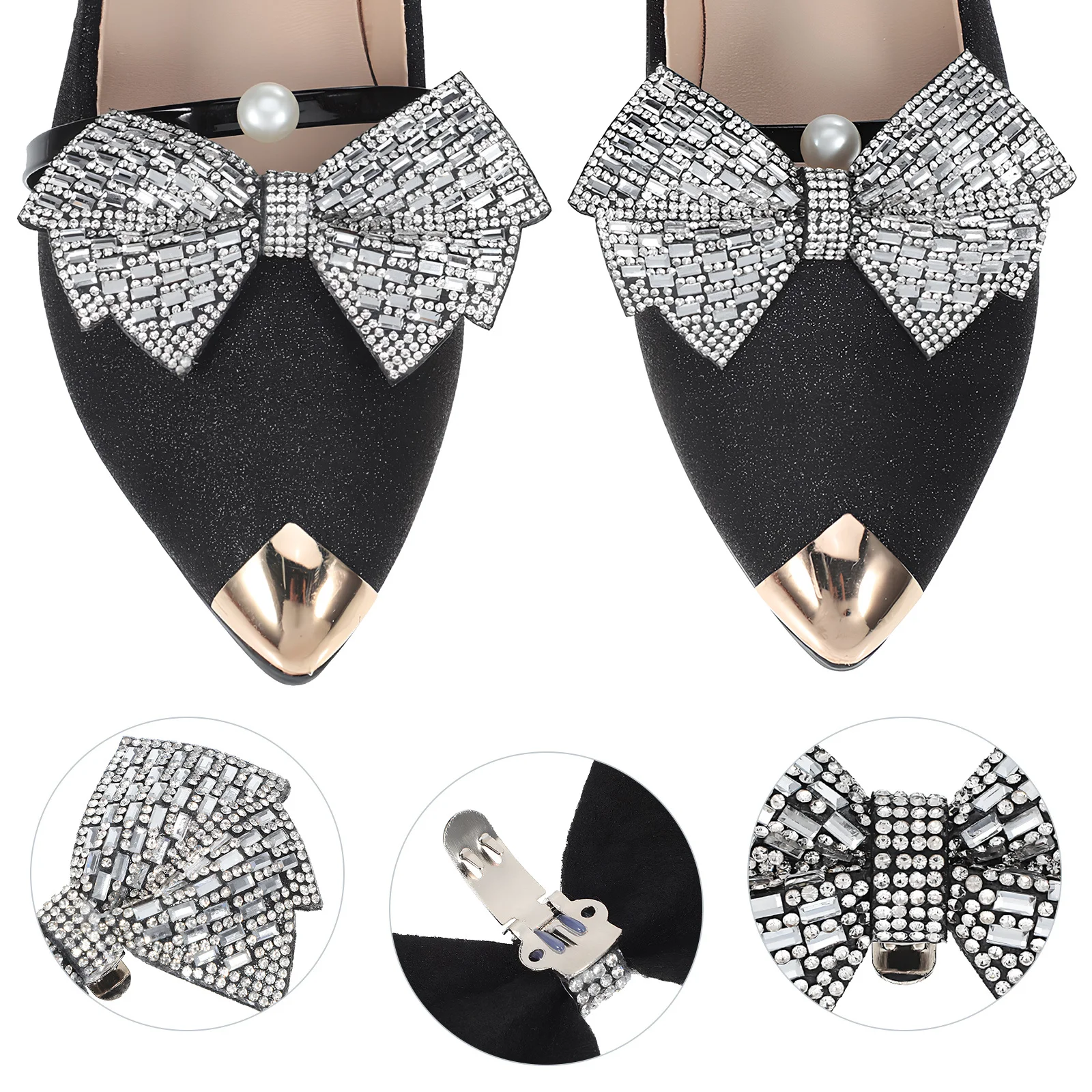

2Pcs Bow Rhinestone Shoe Clips Decorative Heel Clips Shoe Charms for Pumps Flats Bridal Shoes Shoes Bow Applique