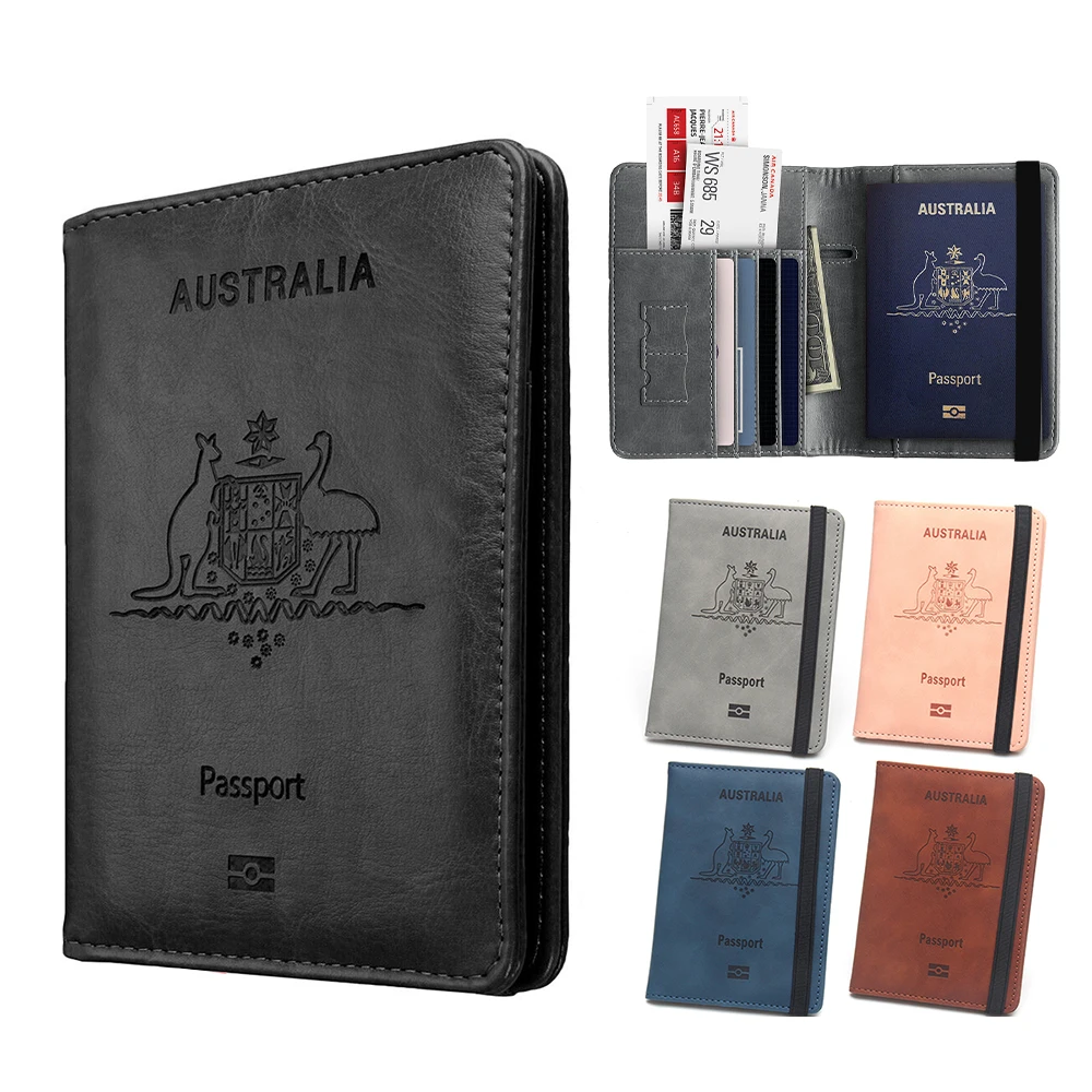 Passport Holder Anti-theft Brush Bag PU Leather Case Simple Multi-functional Document Bag Travel Passport Folder Storage Tool